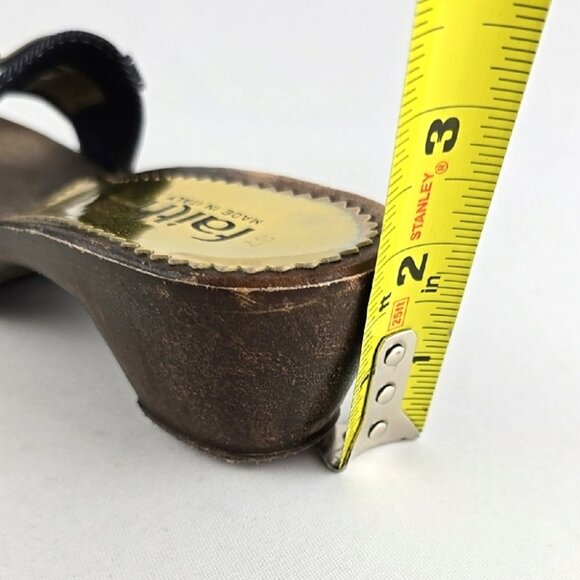 Faith Women's Gold Denim Slip On Upper Buckle Strap Mule Sandal Sole Size 6 - Picture 16 of 16